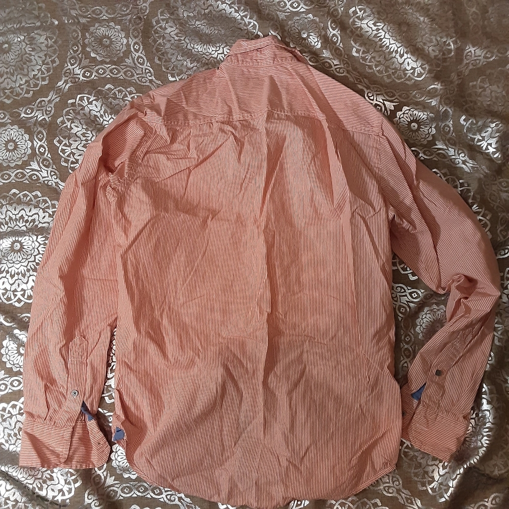 Mens American eagle outfiters long sleeve orange striped button up shirt xs/tp - Picture 6 of 8